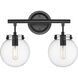 Auralume Span LED 15.38 inch Matte Black and Clear Bath Vanity Light Wall Light