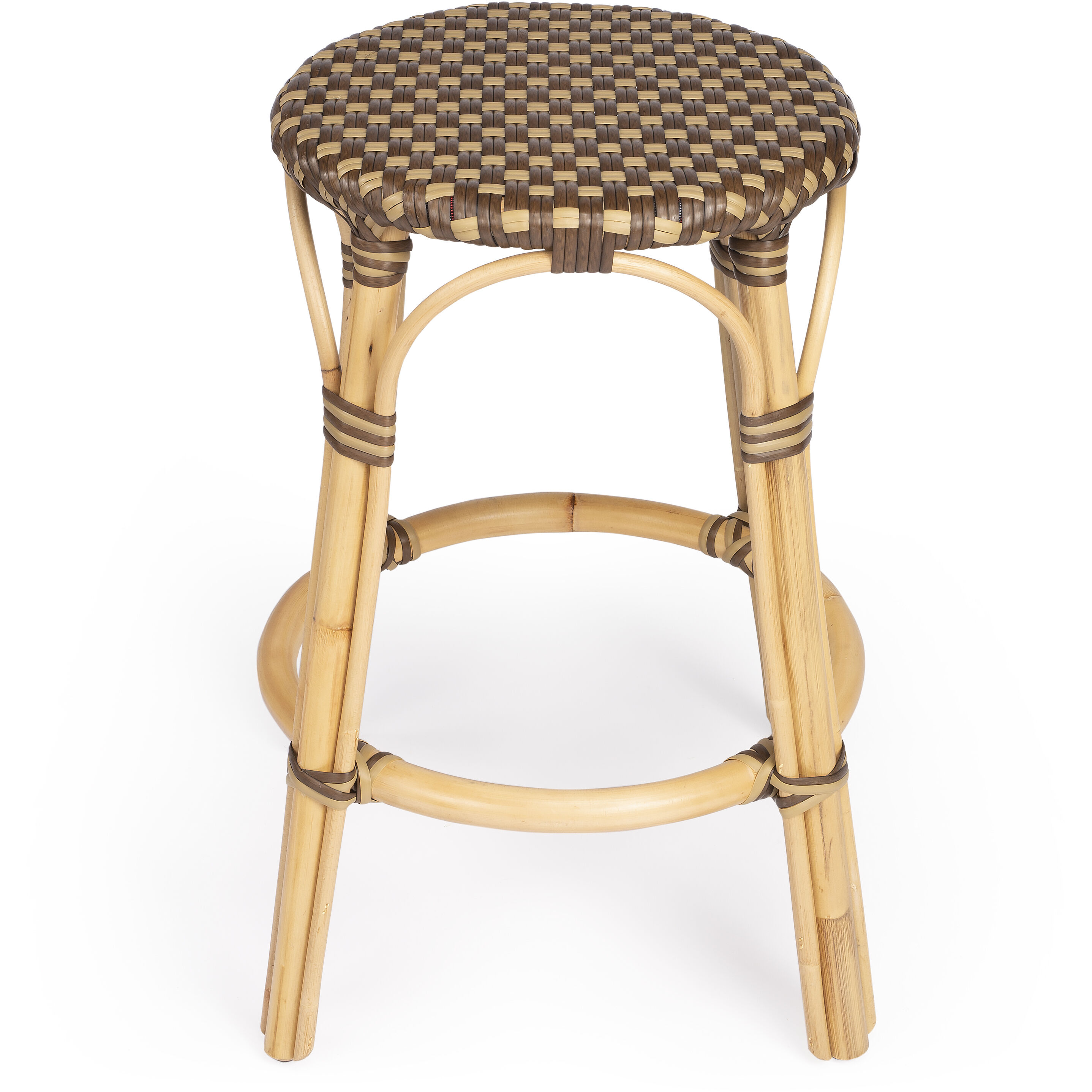 Tobias Brown Rattan Bar Stool