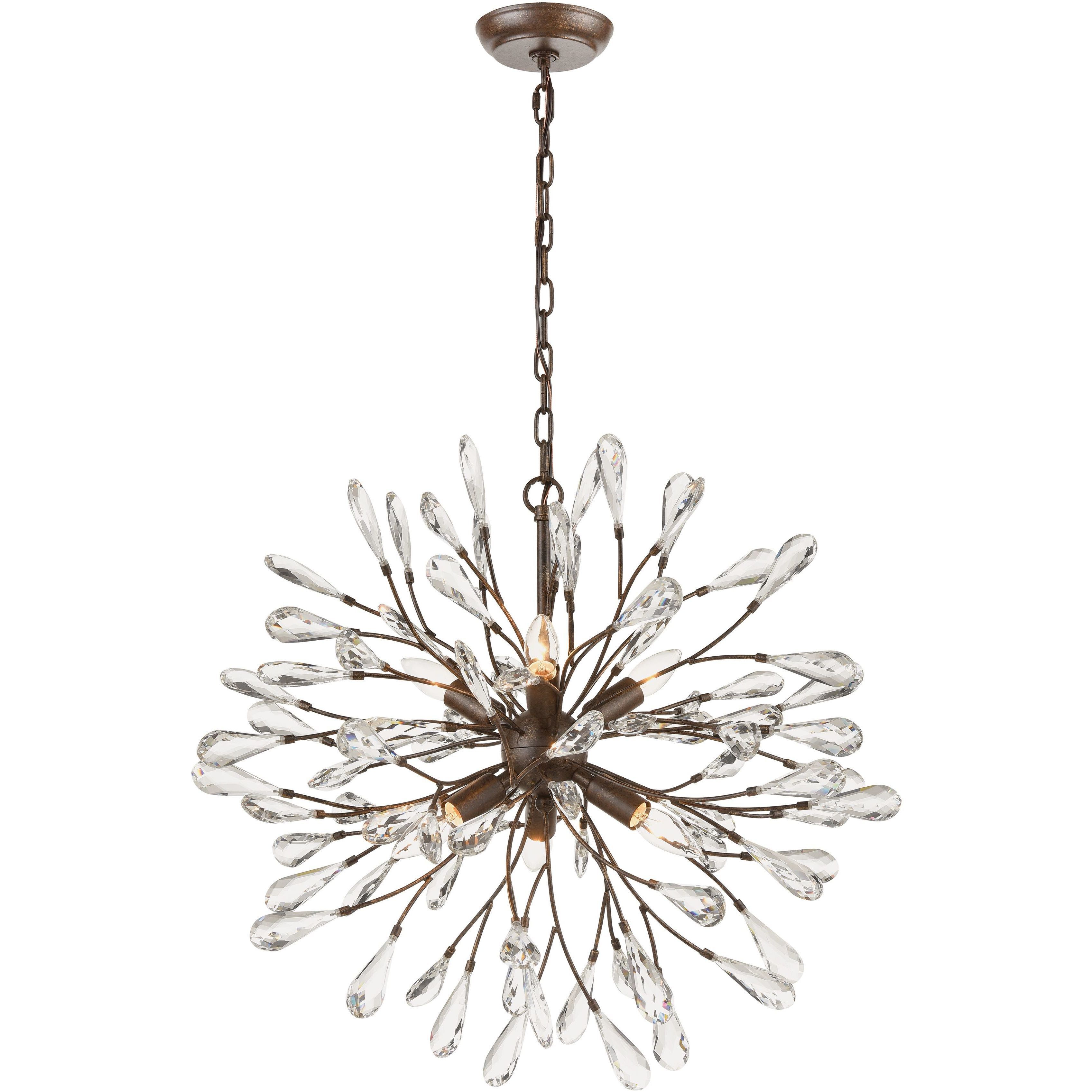 Crislett 6 Light 25 inch Sunglow Bronze Chandelier Ceiling Light