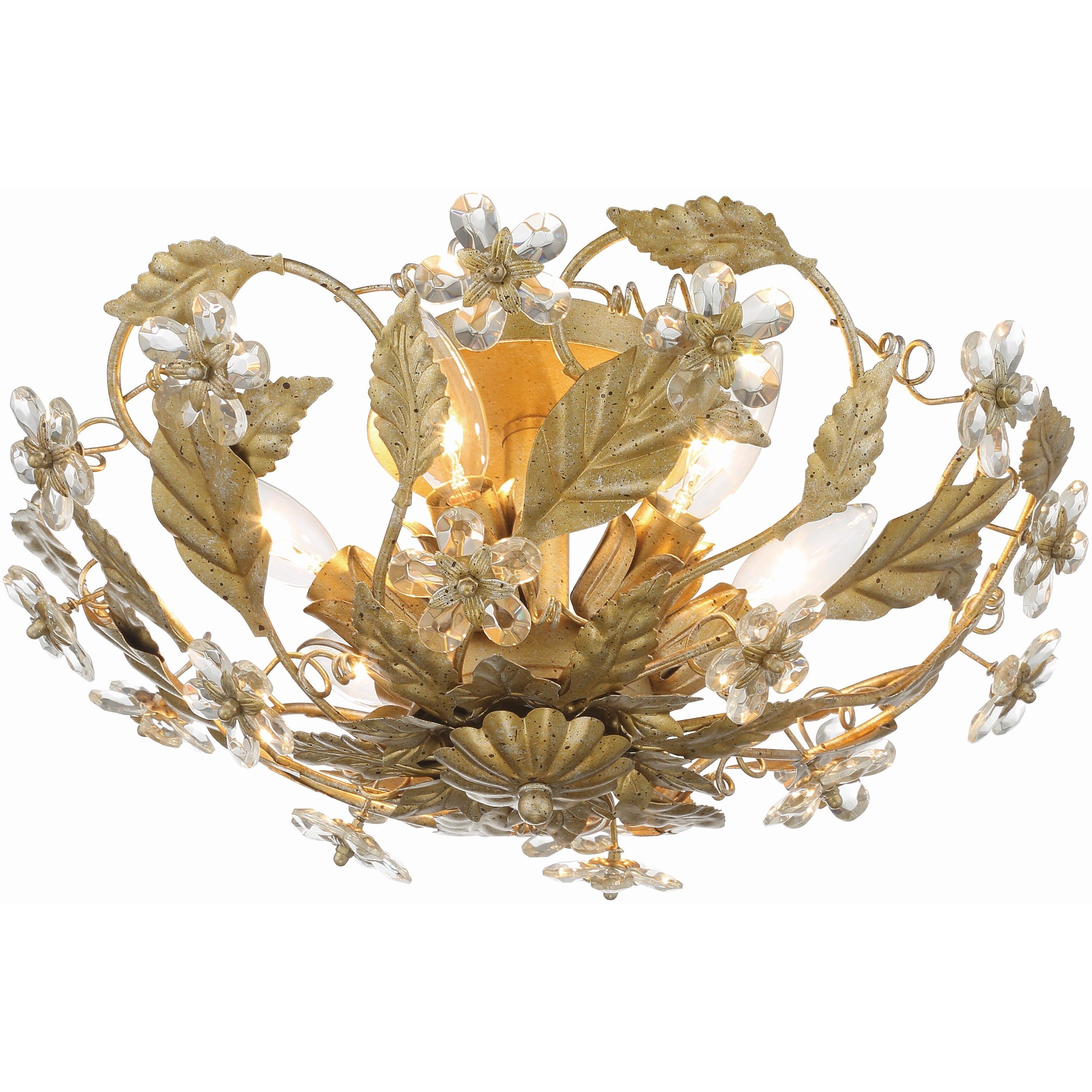Paris Market 6 Light 16 inch Gold Leaf Semi Flush Ceiling Light