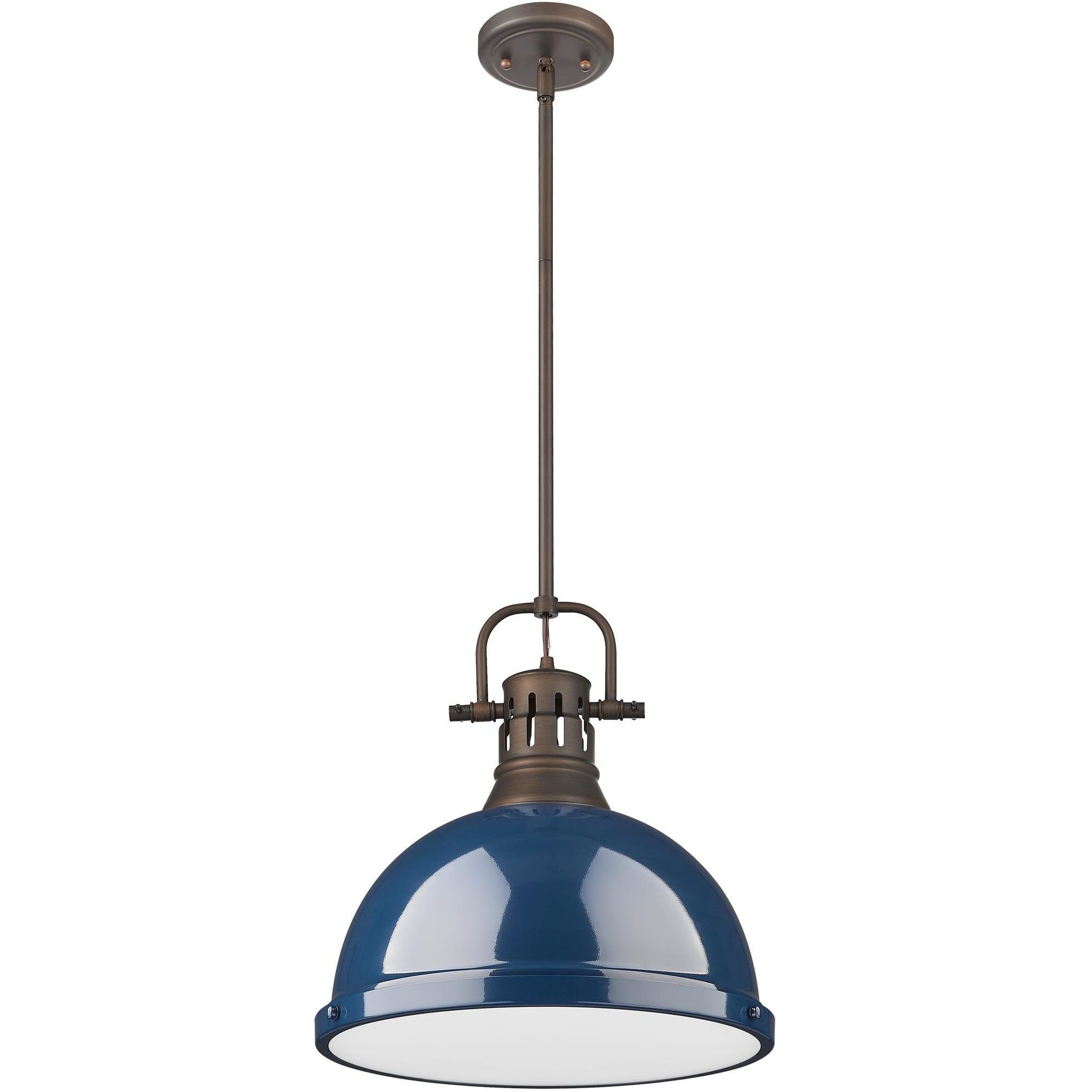 Yep Duncan 1 Light 14 inch Rubbed Bronze Pendant Ceiling Light in Navy