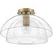 Lotus 1 Light 16 inch Heritage Brass Indoor Semi-Flush Mount Ceiling Light, Convertible to Pendant