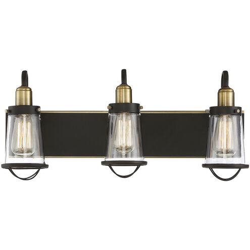 Lansing 3 Light 24 inch English Bronze and Warm Brass Bathroom Vanity Light Wall Light