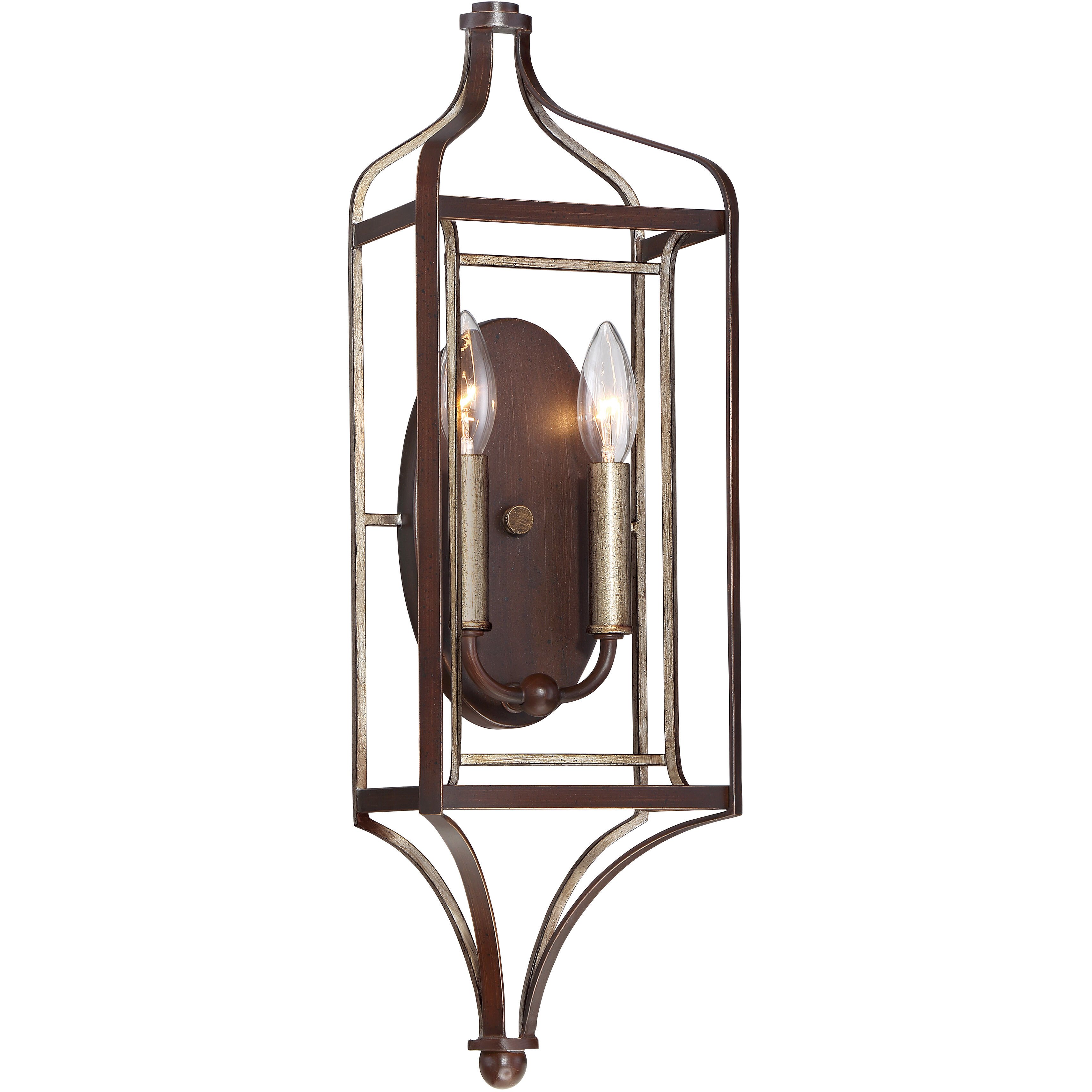 Astrapia 2 Light 7 inch Dark Rubbed Sienna/Aged Silver Wall Sconce Wall Light