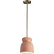 Radiance Collection LED 8 inch Gloss Blush with Polished Chrome Pendant Ceiling Light