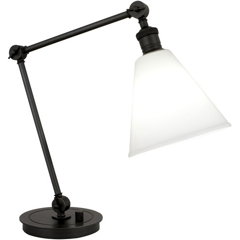 Alloy 10.25 inch 60.00 watt Deep Patina Bronze Table Lamp Portable Light in Cased White Glass