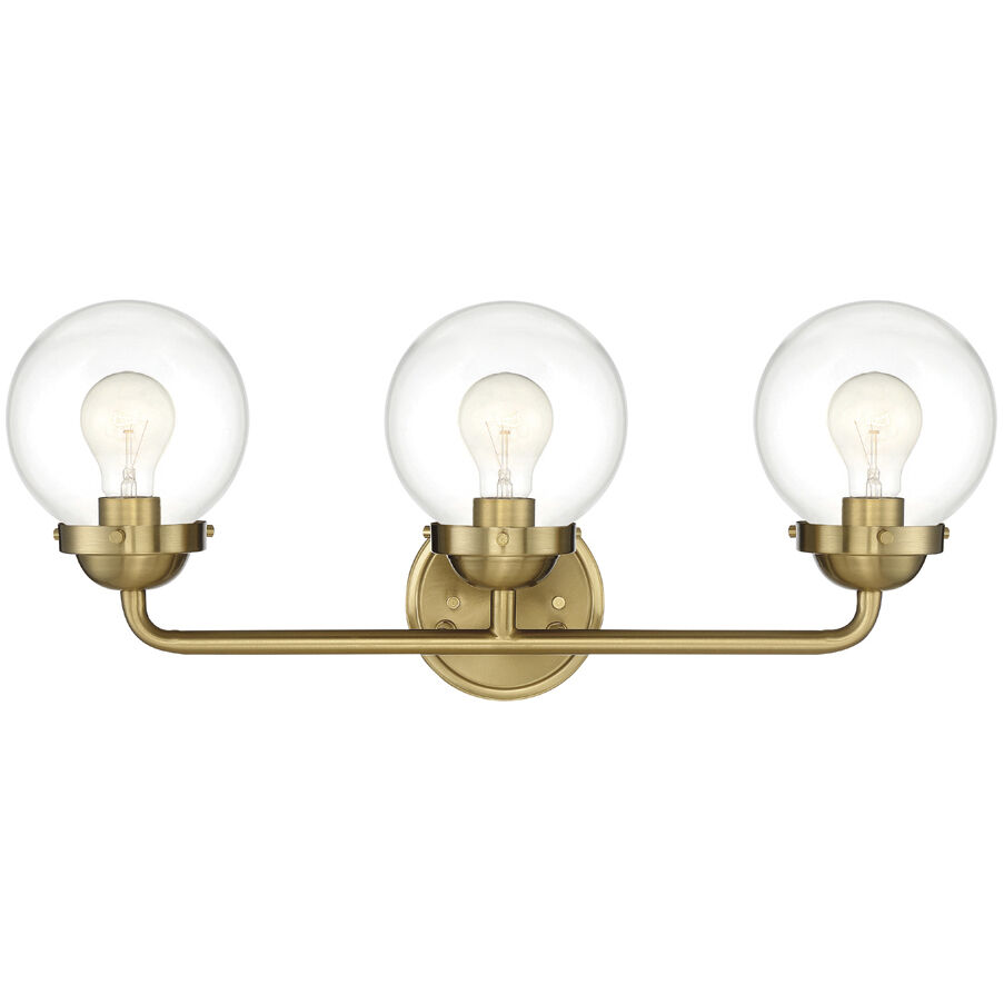 Knoll 3 Light 24 inch Brushed Gold Bath Bar Wall Light