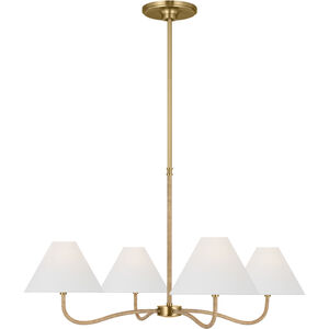 C&M by Chapman & Myers Laguna 4 Light 35 inch Burnished Brass Chandelier Ceiling Light
