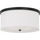 Midtown 3 Light 15.75 inch Matte Black Flush Mount Ceiling Light in White Fabric Shade