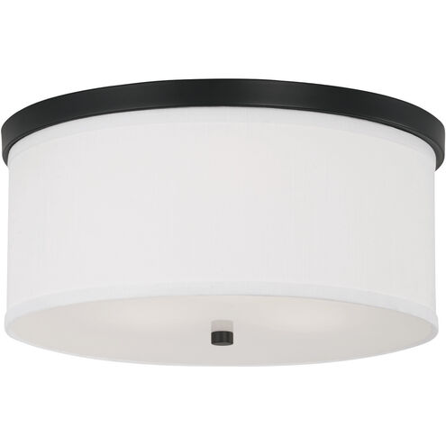 Midtown 3 Light 15.75 inch Matte Black Flush Mount Ceiling Light in White Fabric Shade