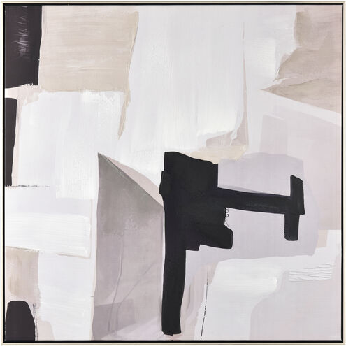 Blanc Abstract Cream with Black and Gold Framed Wall Art