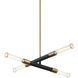 Tubo 4 Light 35 inch Matte Black and Aged Gold Brass Pendant Ceiling Light