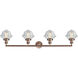 Franklin Restoration Small Oxford 4 Light 46 inch Antique Copper Bath Vanity Light Wall Light in Clear Glass, Franklin Restoration