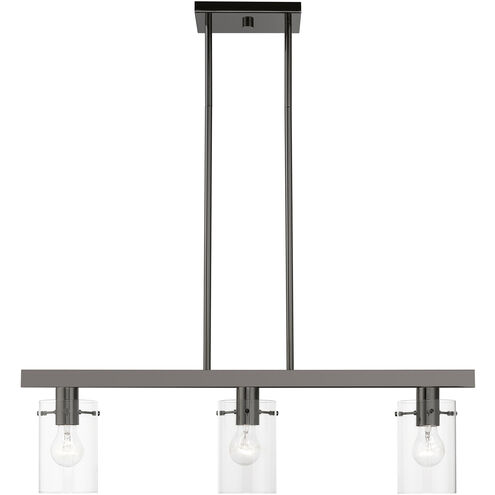 Munich 3 Light 30 inch Black Chrome Linear Chandelier Ceiling Light