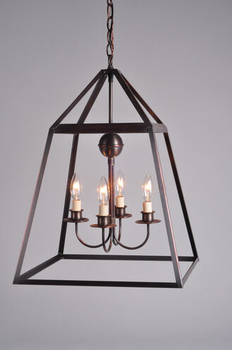Appledore 4 Light 16 inch Raw Copper Pendant Ceiling Light in Clear Glass, Candelabra Cluster