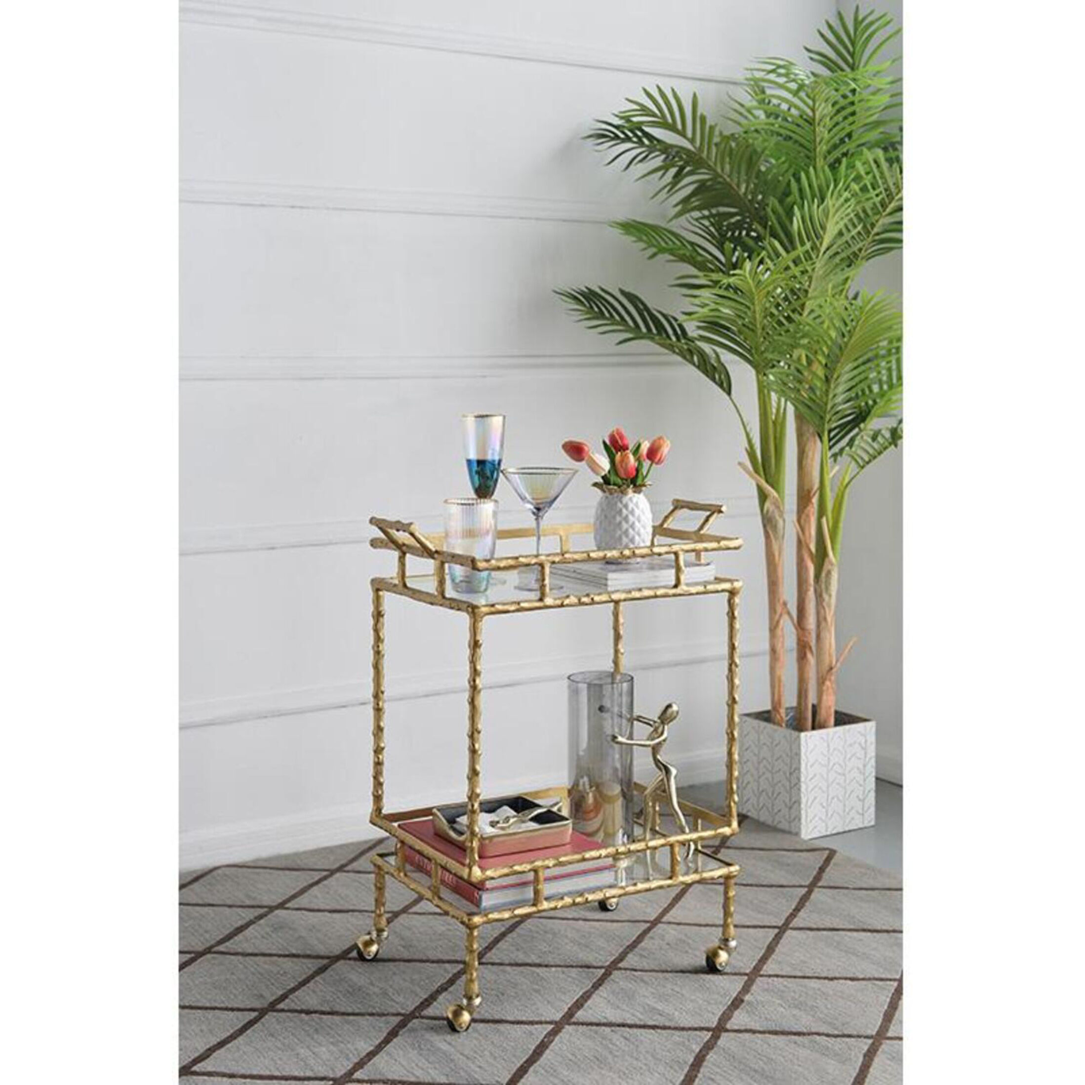 Twig Brass Antique Bar Cart