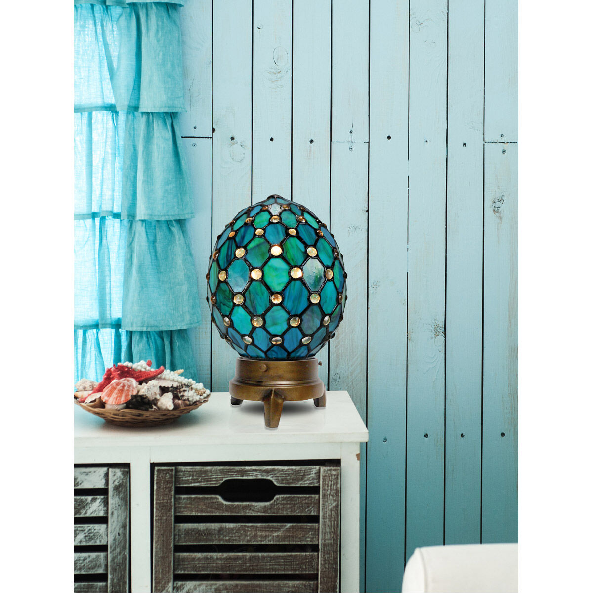 Dale Tiffany TA19207 Elenora Jewel 16 inch 25.00 watt Antique Bronze Accent Lamp Portable Light Decorative Egg