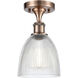 Castile 1 Light 6 inch Antique Copper Flush Mount Ceiling Light in Clear Glass