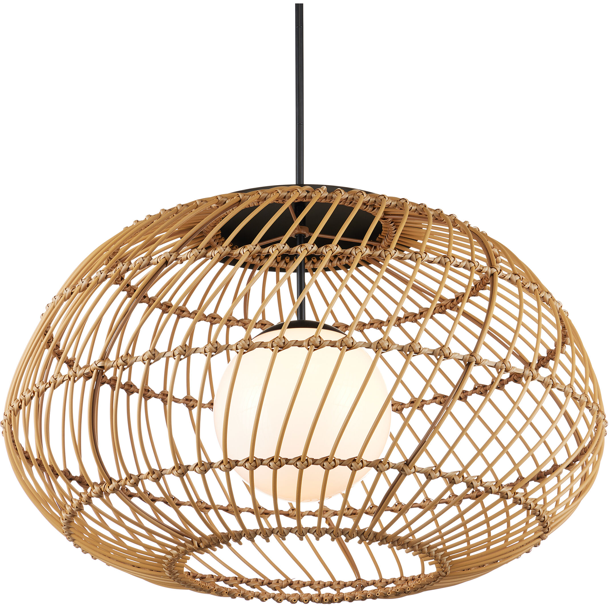 Carriage 1 Light 32.75 inch Natural/Black/Frosted White Outdoor Pendant