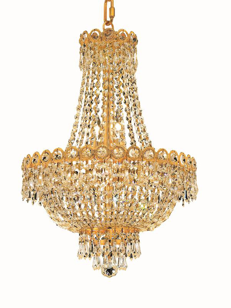 Century 8 Light 16 inch Gold Dining Chandelier Ceiling Light in Royal Cut