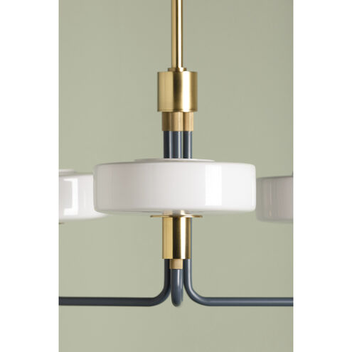 Aston 3 Light 24.25 inch Aged Brass/Slate Blue Chandelier Ceiling Light