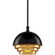 Salviati 1 Light 9.75 inch Black and Gold Leaf Pendant Ceiling Light, Medium