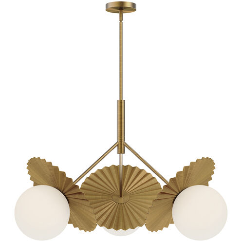 Alora Mood Plume 3 Light 33.63 inch Brushed Gold Chandelier Ceiling Light