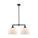 Franklin Restoration X-Large Bell 2 Light 21 inch Oil Rubbed Bronze Chandelier Ceiling Light in Matte White Glass, Franklin Restoration
