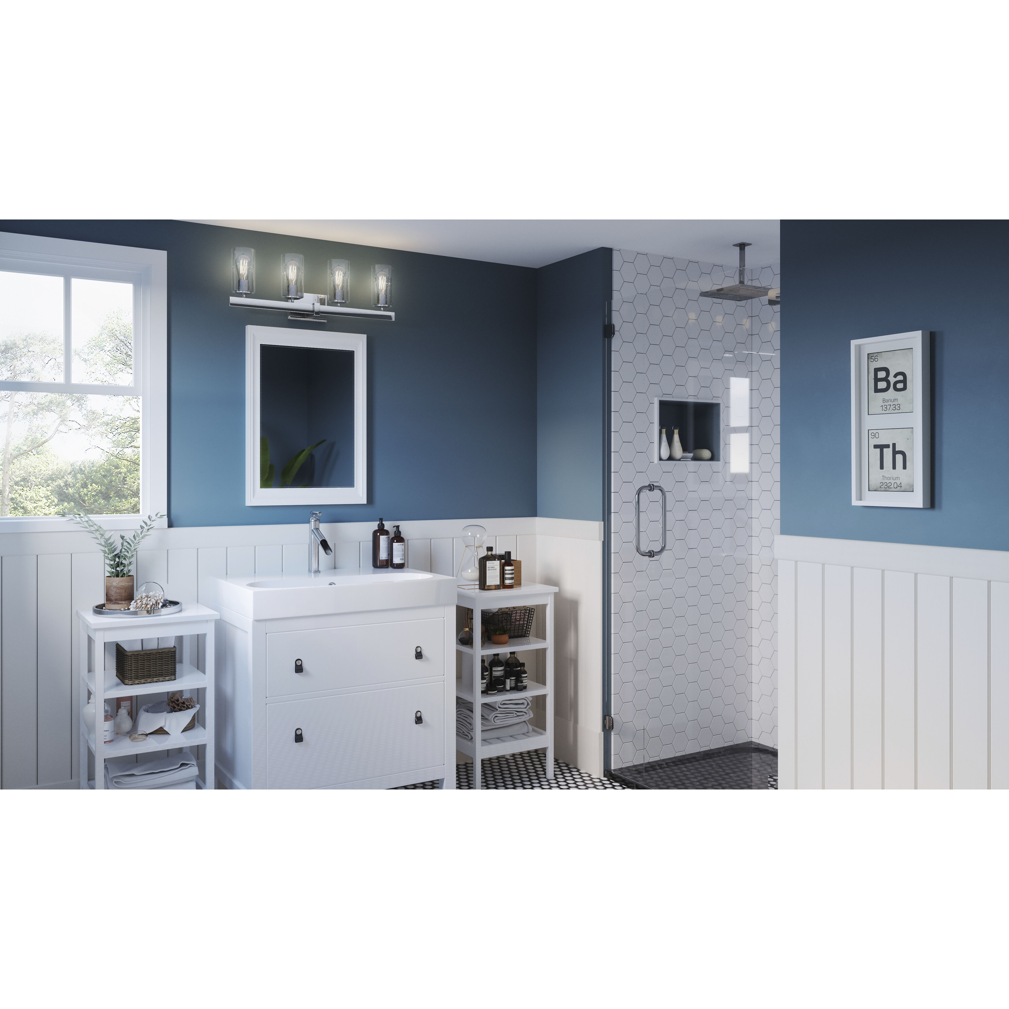 Kirby 4 Light 28 inch Polished Chrome Bath Light Wall Light, Extra Large