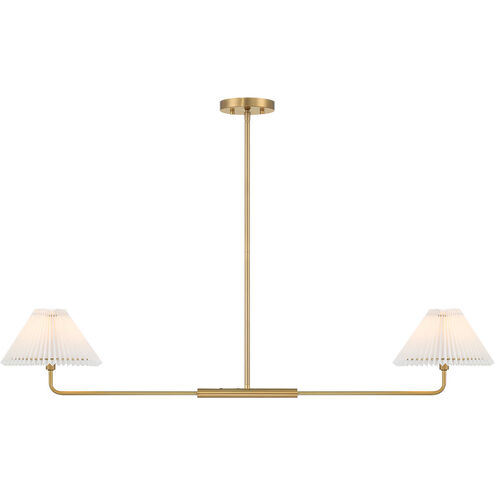 Minimalist 2 Light 44 inch Natural Brass Linear Chandelier Ceiling Light