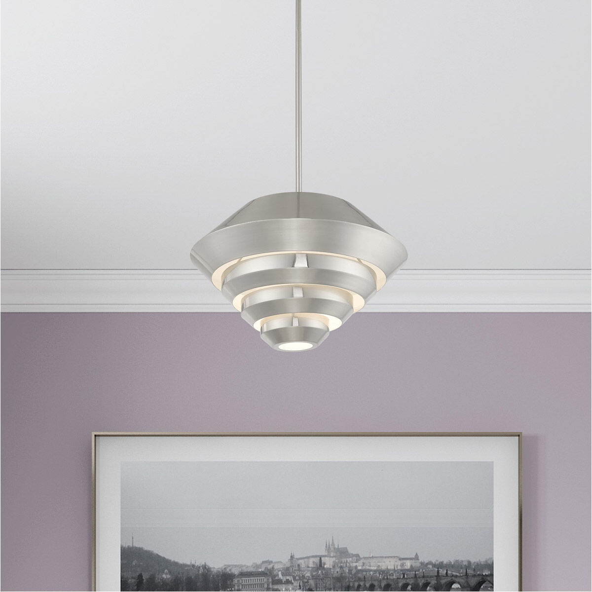 Amsterdam 1 Light 18 inch Brushed Nickel Mini Pendant Ceiling Light