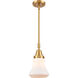 Franklin Restoration Bellmont LED 7 inch Satin Gold Mini Pendant Ceiling Light in Matte White Glass