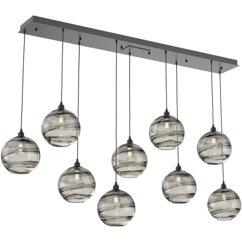 Terra 9 Light Matte Black Linear Pendant Ceiling Light in Terra Smoke, Multi-Port