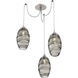 Ellisse 3 Light 15.5 inch Metallic Beige Silver Swag Multi-Pendant Ceiling Light in Smoke Optic
