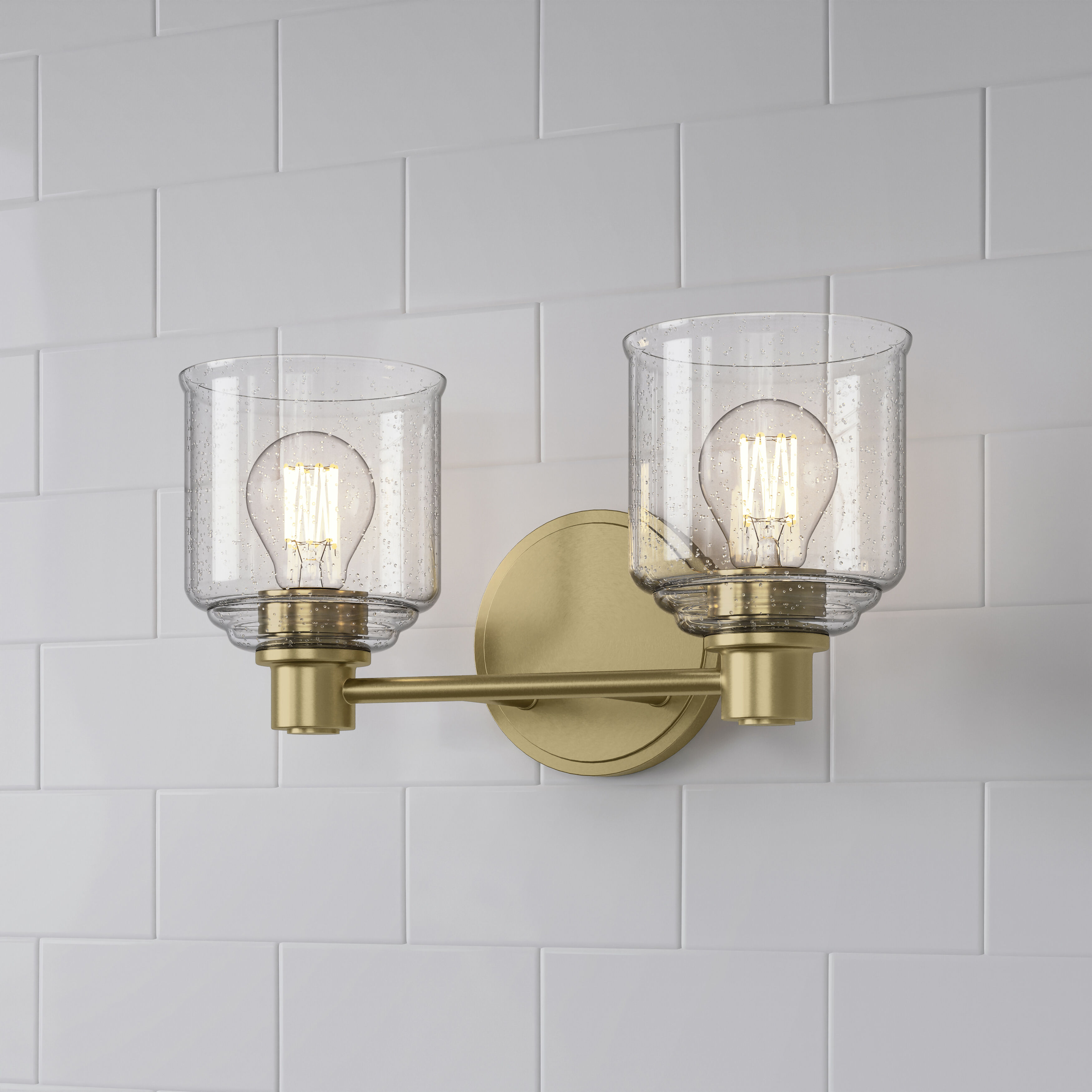 Vessair 2 Light 14 inch Vintage Brass Bathroom Vanity Light Wall Light