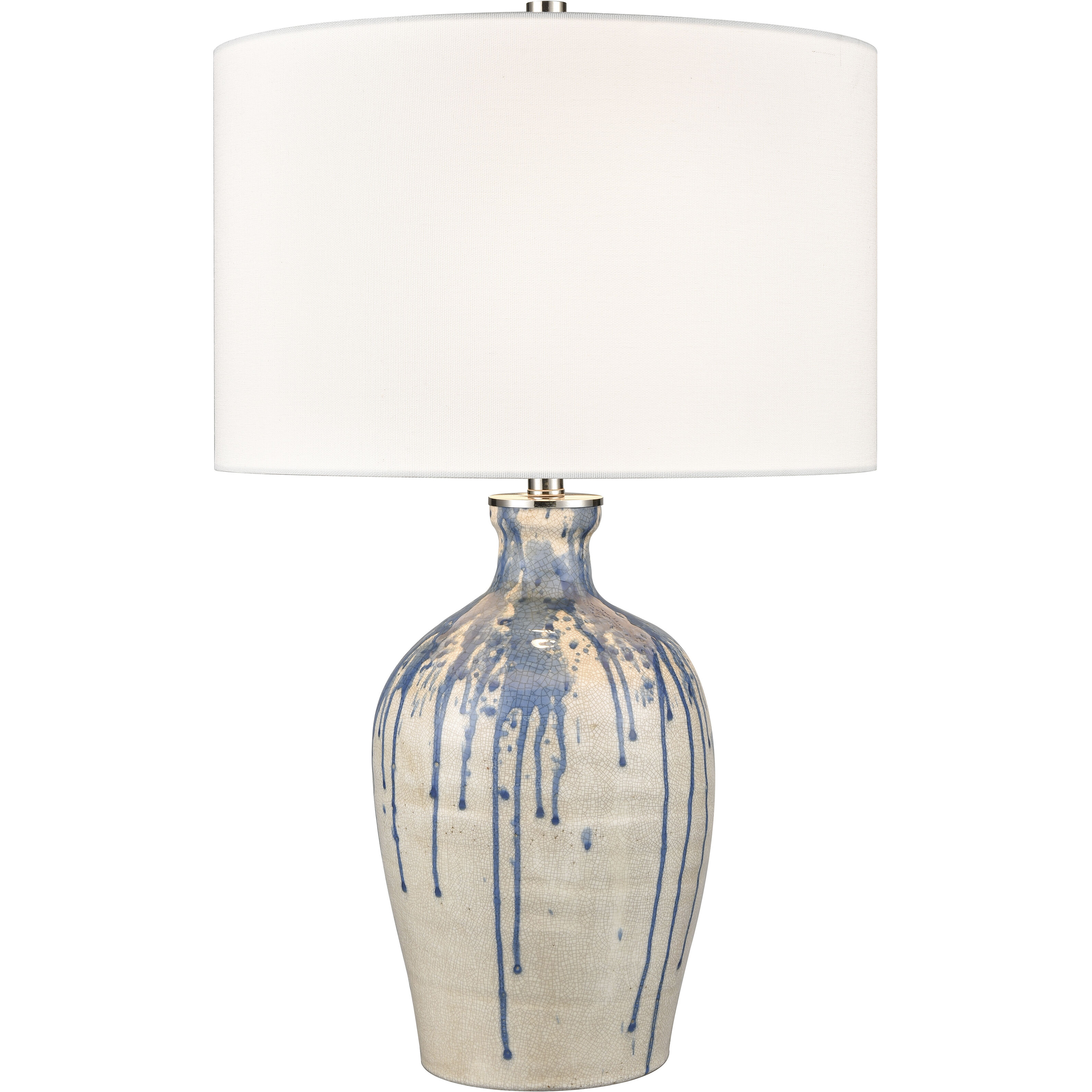 Winship 26 inch 150 watt White Crackle with Blue Table Lamp Portable Light