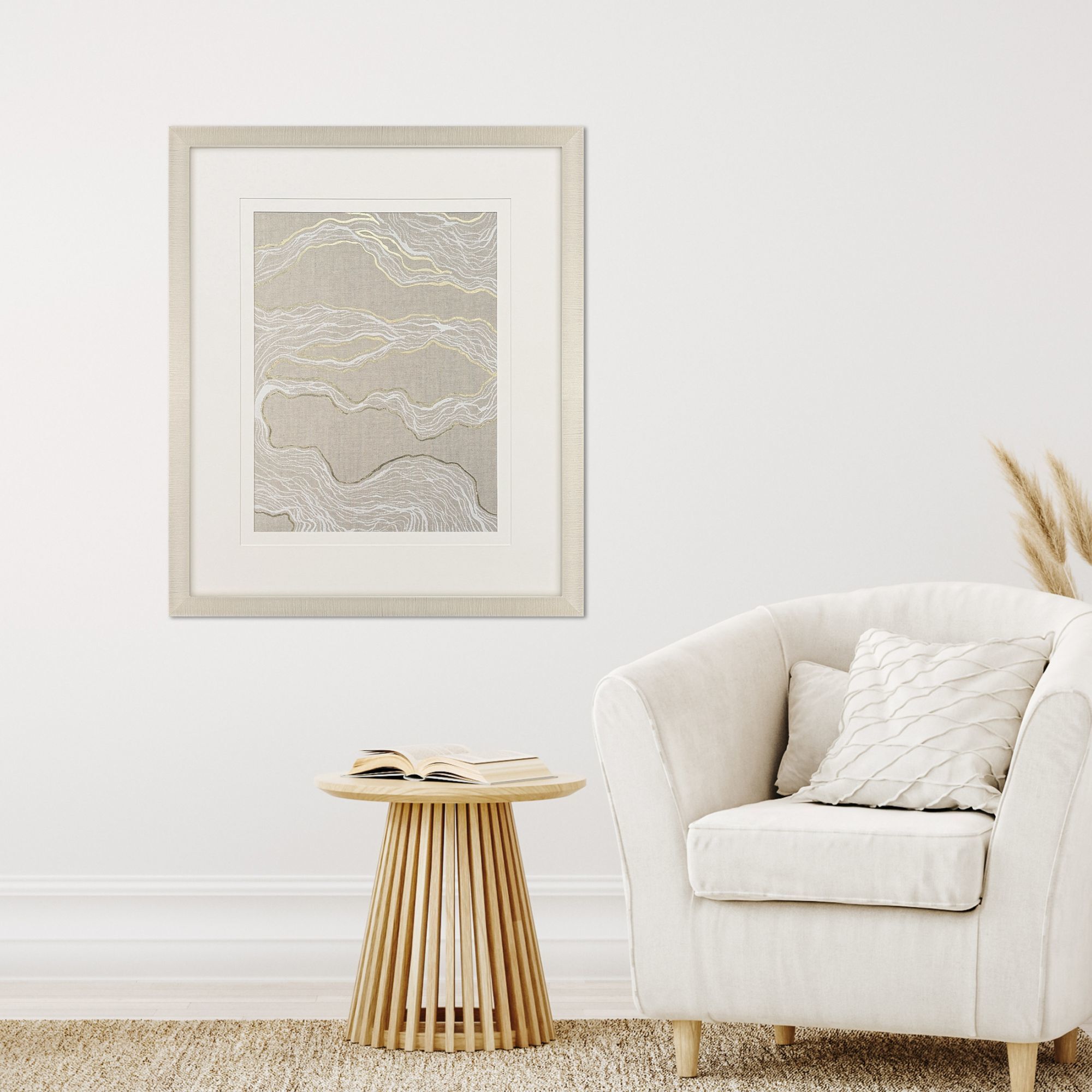 Finespun White and Metallic Framed Art