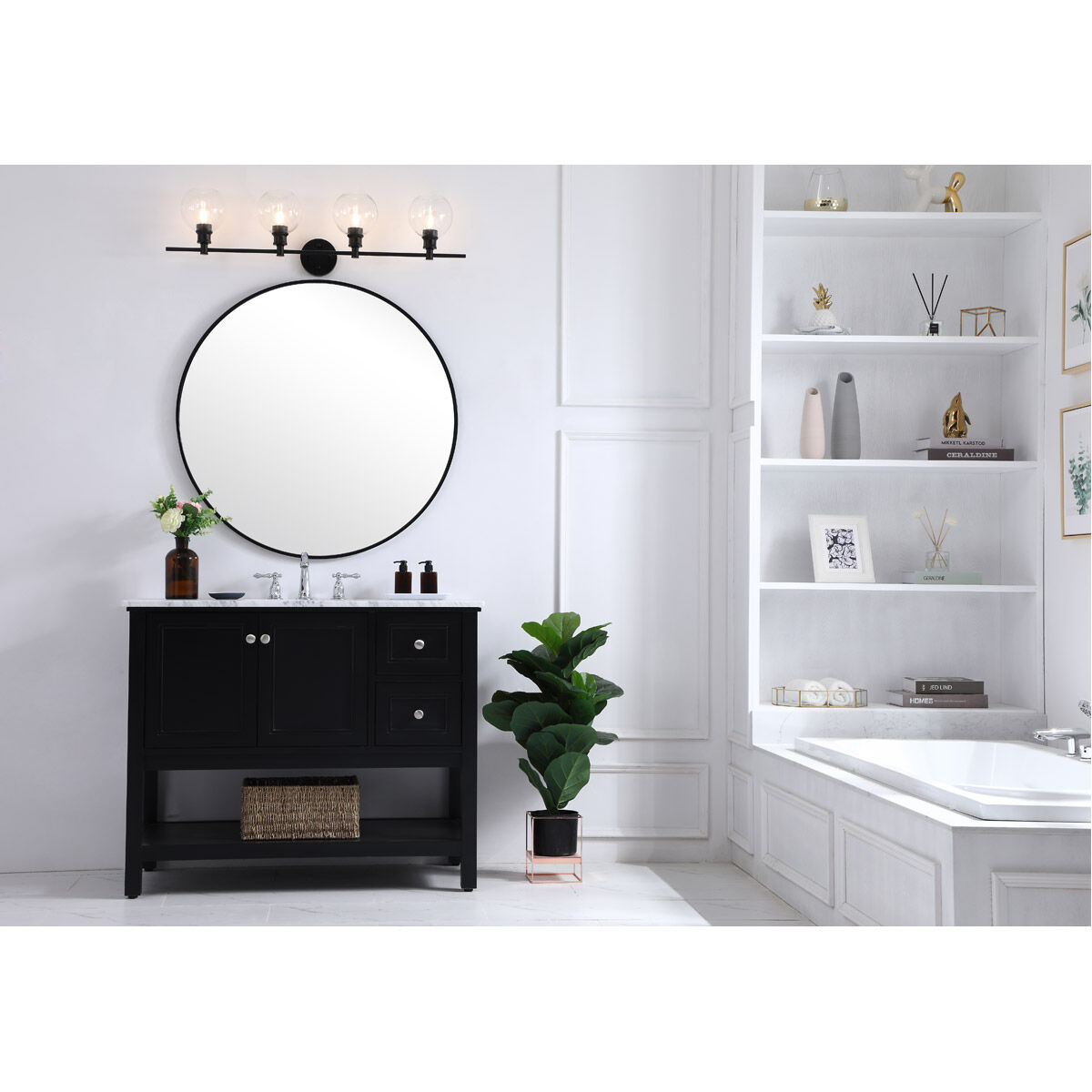 Syracuse 4 Light 38 inch Black Wall sconce Wall Light