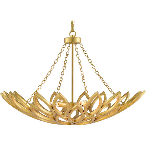 Allemande 4 Light 30 inch Contemporary Gold Leaf Chandelier Ceiling Light