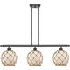 Ballston Farmhouse Rope LED 36 inch Matte Black Island Light Ceiling Light in White Glass with Brown Rope, Ballston