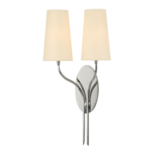 Hudson Valley Rutland 2 Light 12 inch Polished Nickel Wall Sconce Wall Light in Eco Paper 3712-PN - Open Box