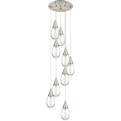 Malone 9 Light 20.13 inch Brushed Satin Nickel Multi Pendant Ceiling Light in Clear Glass