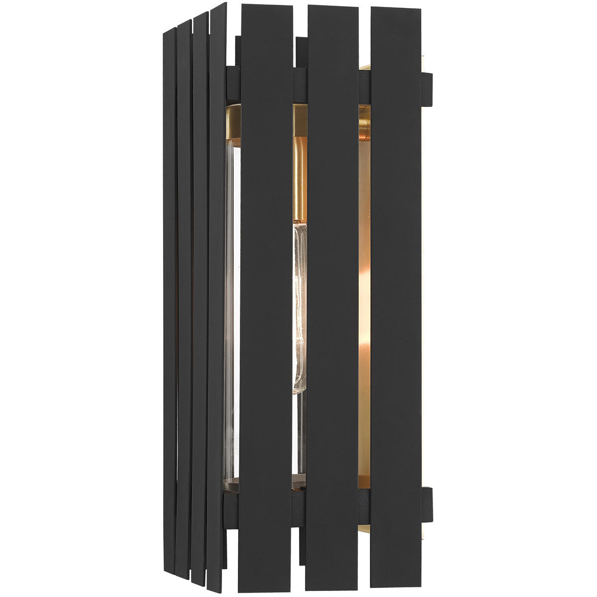 Greenwich 1 Light 10 inch Black with Satin Brass Accents Outdoor Wall Lantern