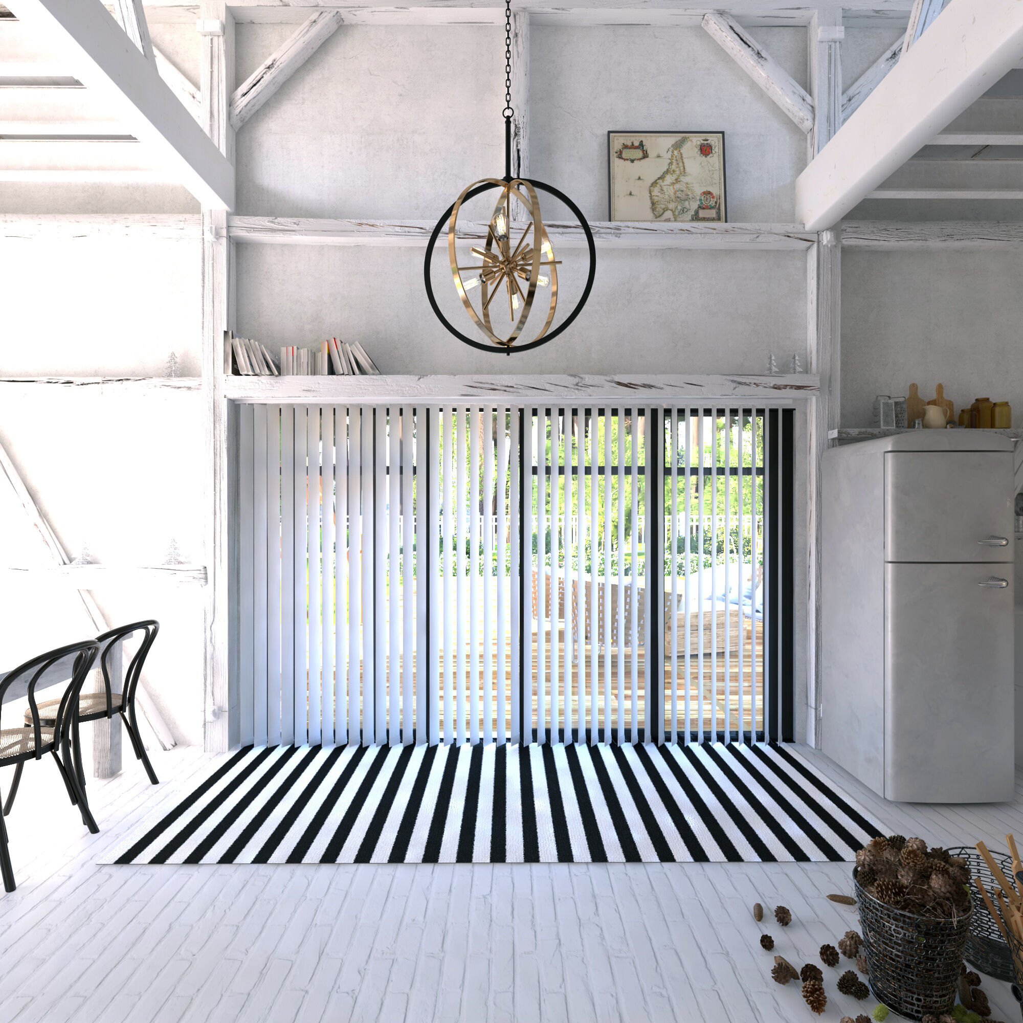 Estelle 6 Light 26.75 inch Natural Brass and Matte Black Pendant Ceiling Light