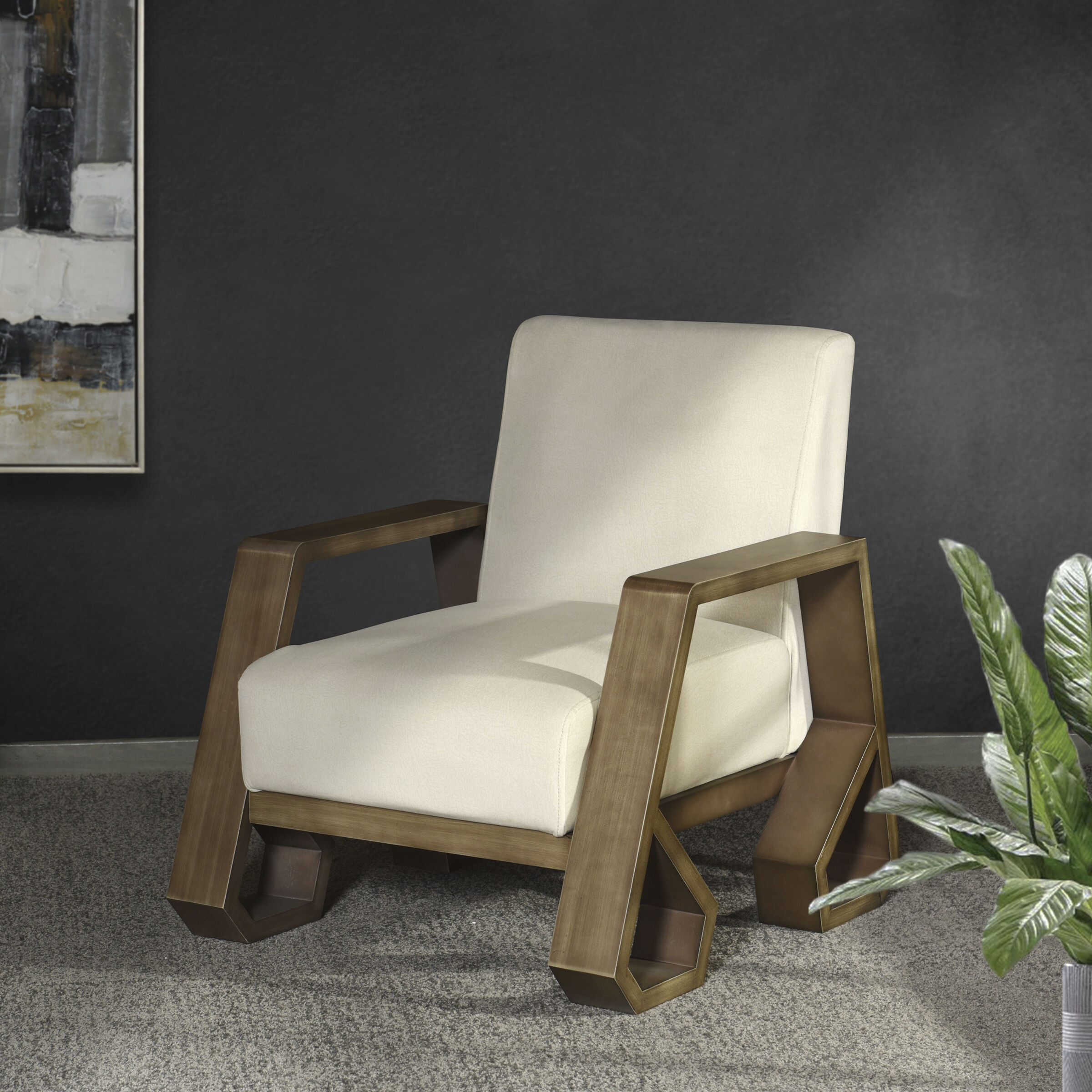 Cameron Off White  and Wash Wood Arm Chair