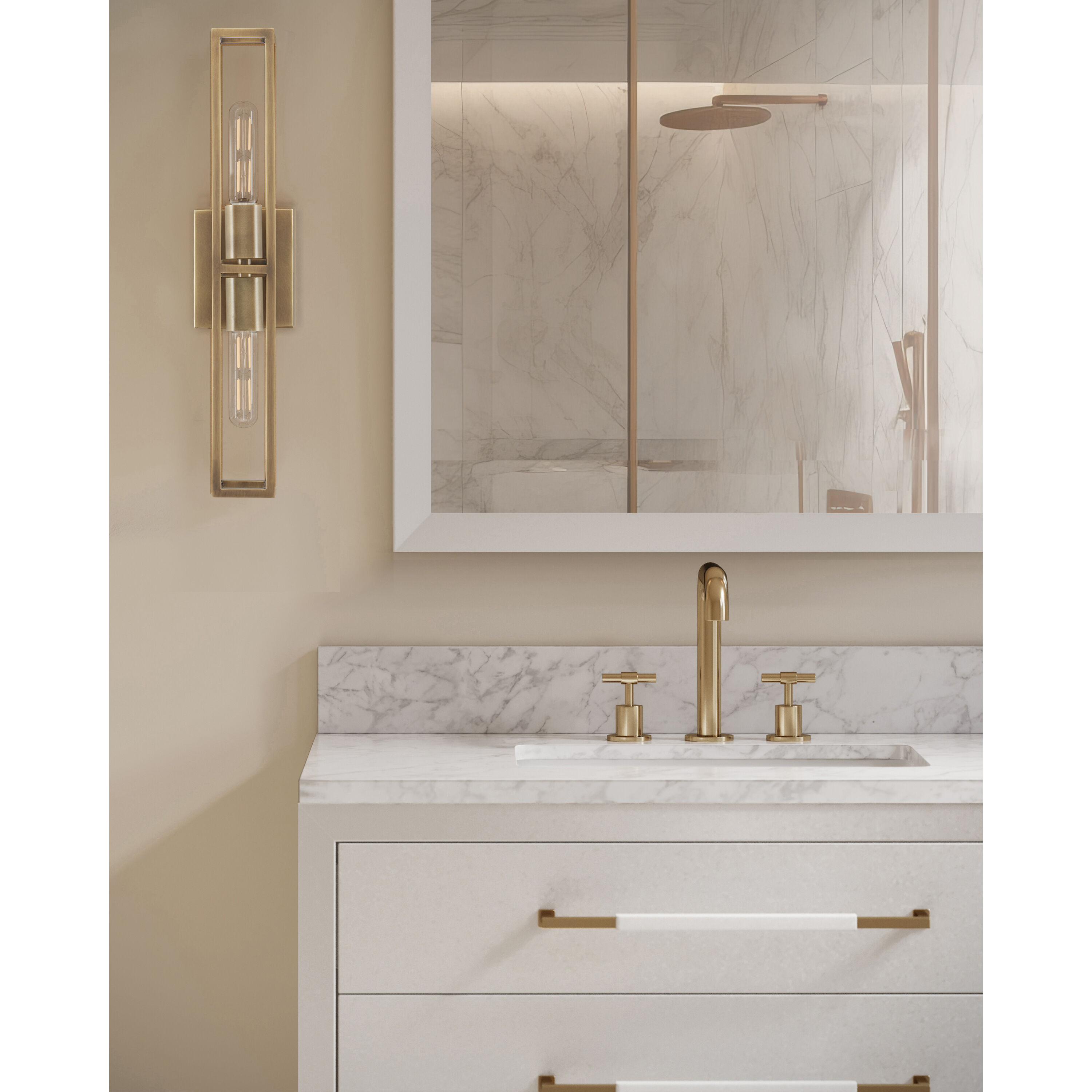 Verona 36 X 34 inch Acrylic White/Natural/White/Champagne Vanity with Undermount Sink
