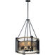 Boundry 6 Light 24 inch Black and Barn Wood and Antique Brass Chandelier Ceiling Light