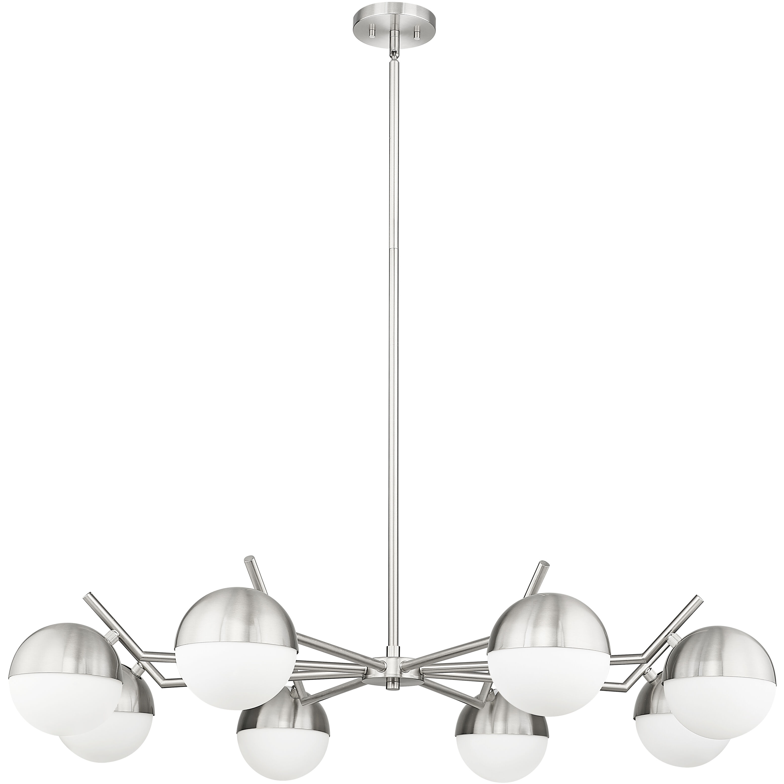 Realm Sphere 8 Light 44 inch Brushed Nickel Chandelier Ceiling Light