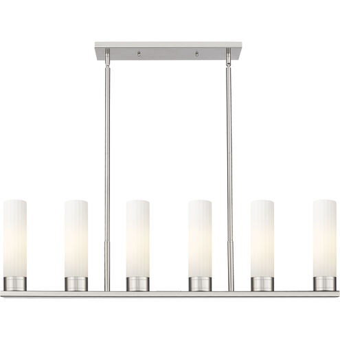 Empire 6 Light 44.25 inch Satin Nickel Linear Pendant Ceiling Light in Matte White Glass