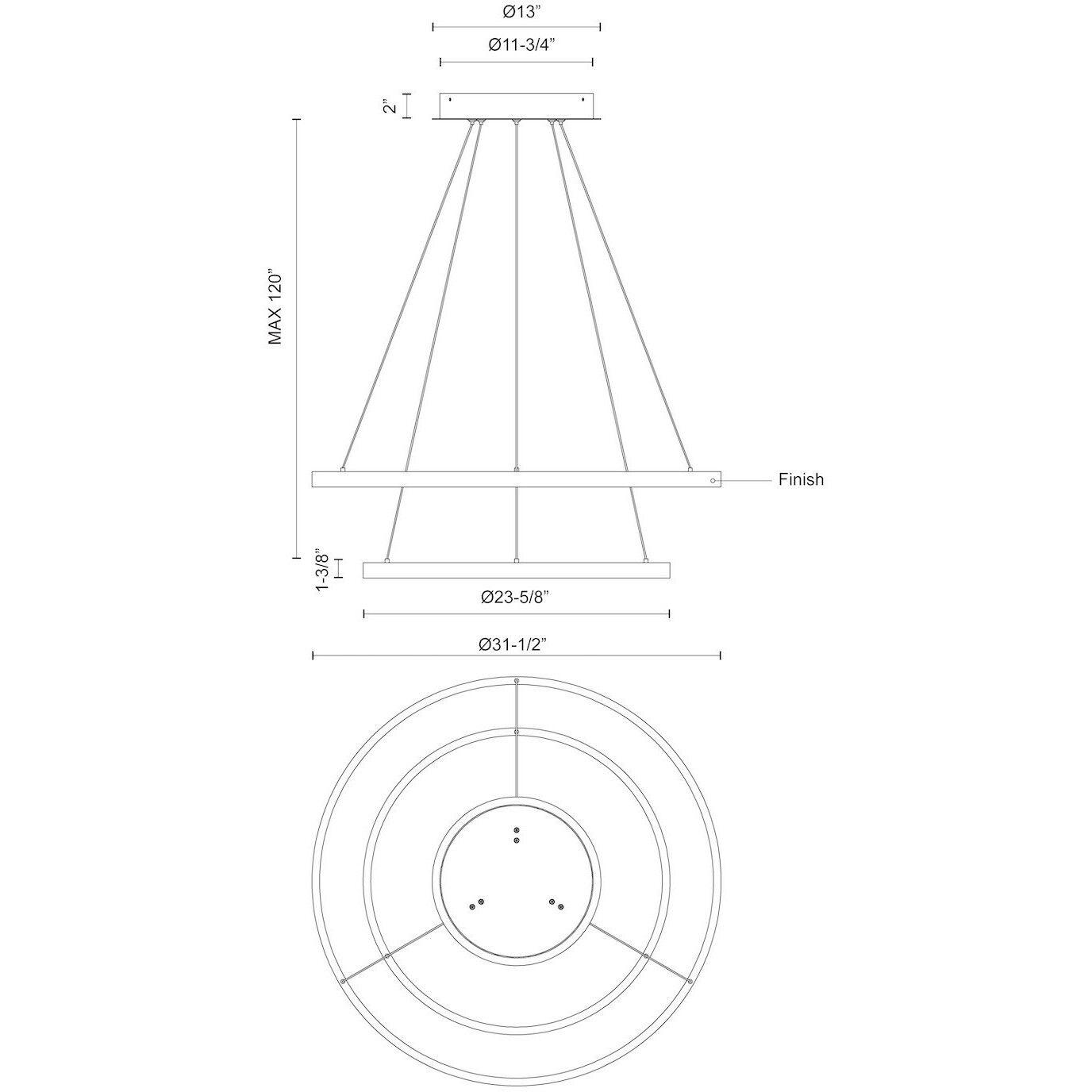 Cerchio LED 31.5 inch Brushed Gold Chandelier Ceiling Light